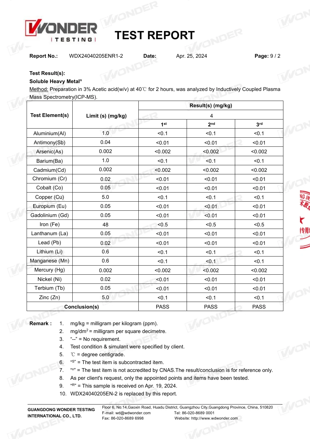 Rapport UE pour le PP et le PE – page 10 sur 12