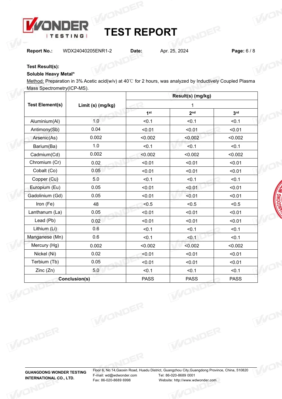 Rapport UE pour le PP et le PE – page 7 sur 12