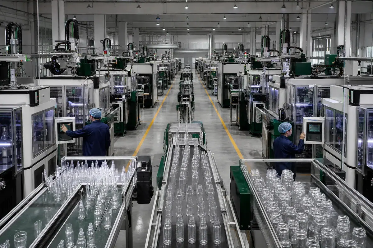 Lignes automatiques de fabrication de contenants plastiques dans une usine