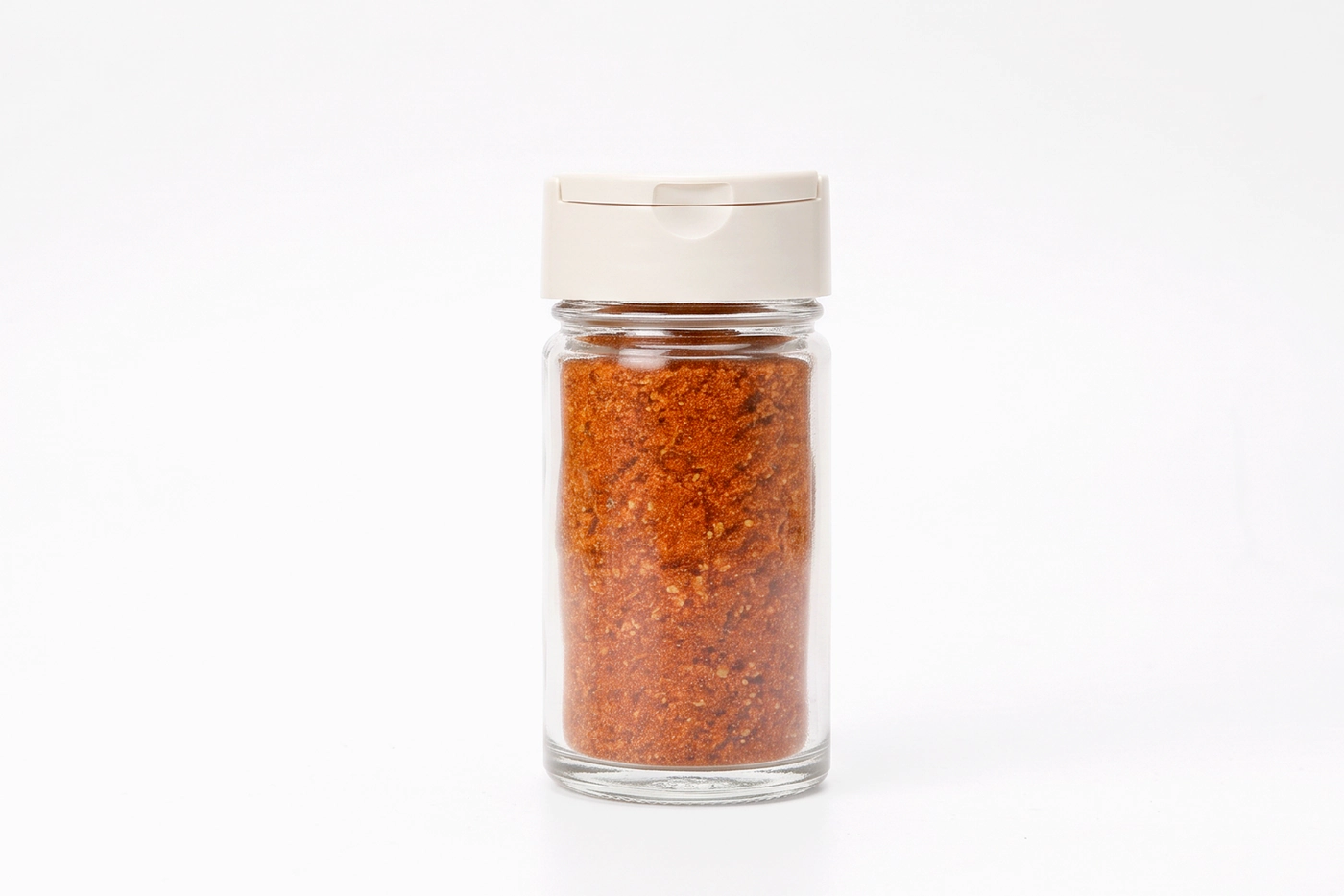 Saupoudreuse en verre avec couvercle à double ouverture vue de face pour l'emballage professionnel