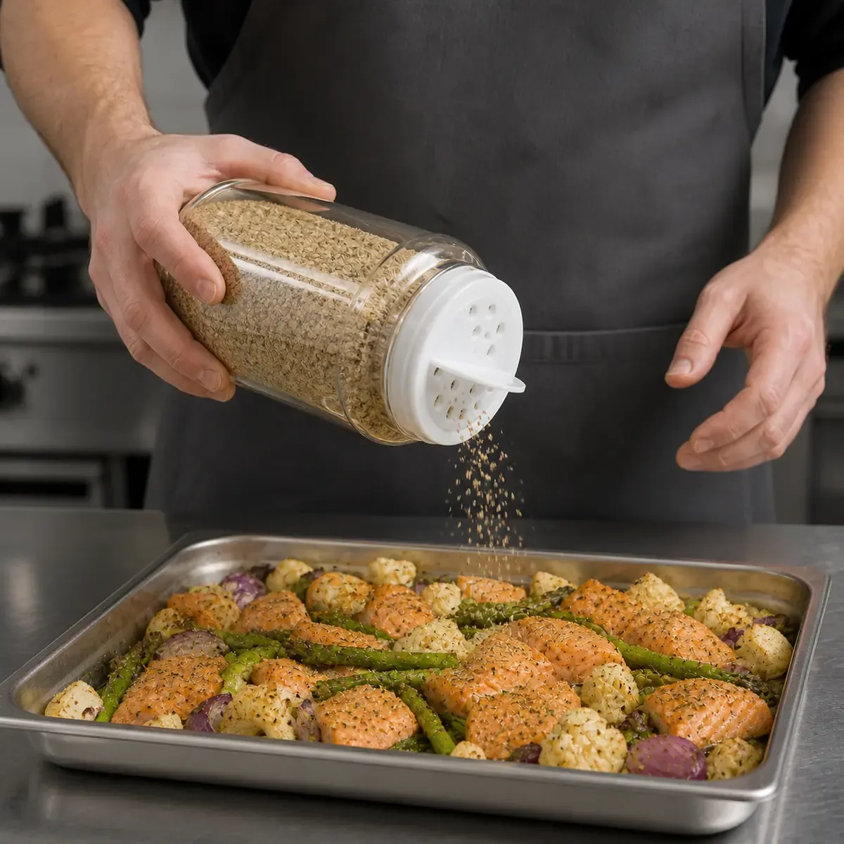Grandes saupoudreuses en verre pour la restauration – utilisation pour le conditionnement alimentaire
