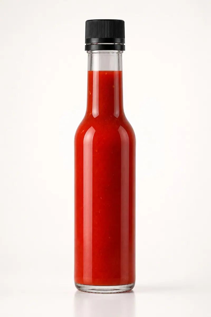 Bouteilles en verre pour sauce piquante avec réducteur – vue du produit