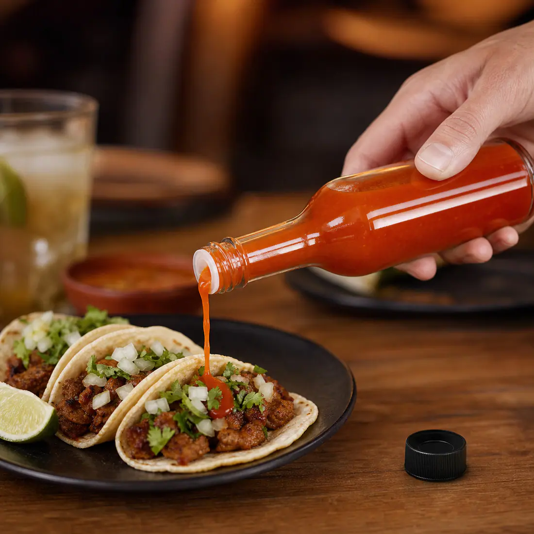 Bouteilles Woozy en verre pour sauce piquante – utilisation pour le conditionnement alimentaire