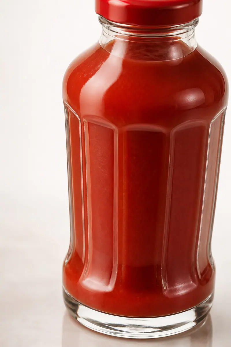 Bouteille en verre pour ketchup détail du matériau et de la fabrication
