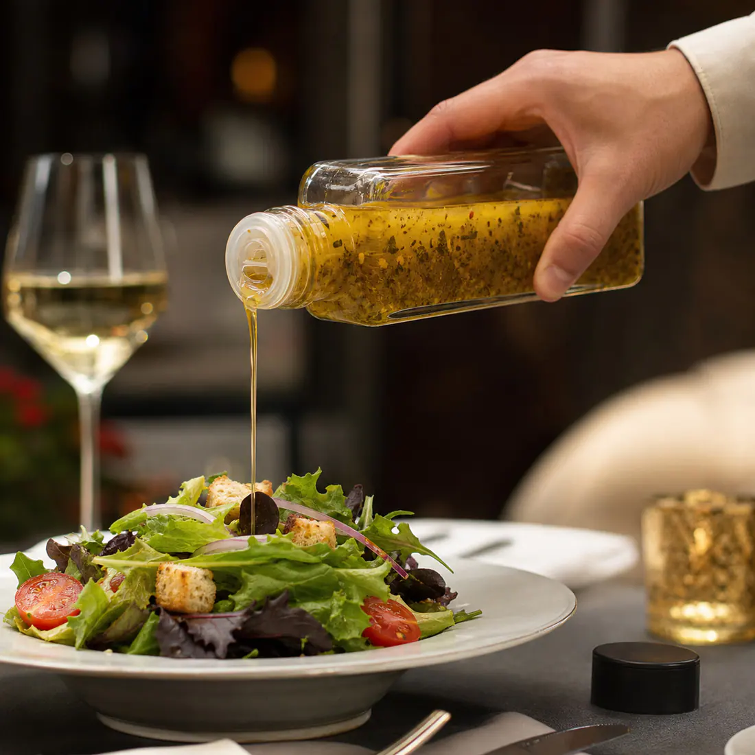 Bouteilles en verre pour vinaigrettes – utilisation pour le conditionnement alimentaire