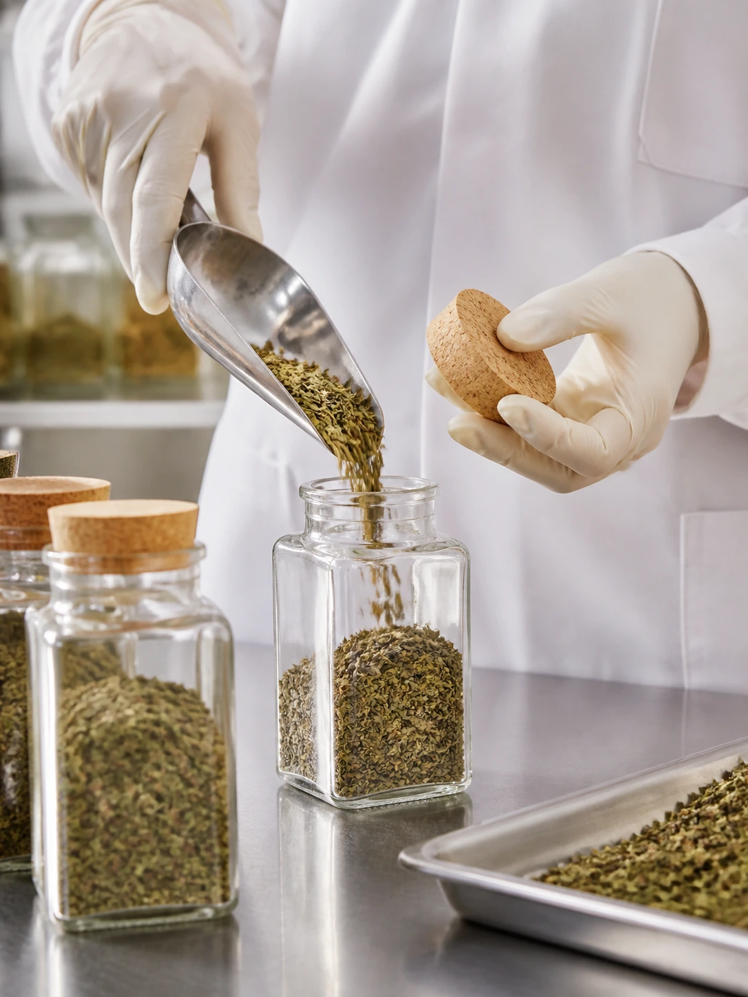 Pot à épices en verre avec bouchon en liège 120 ml – utilisation pour le conditionnement alimentaire