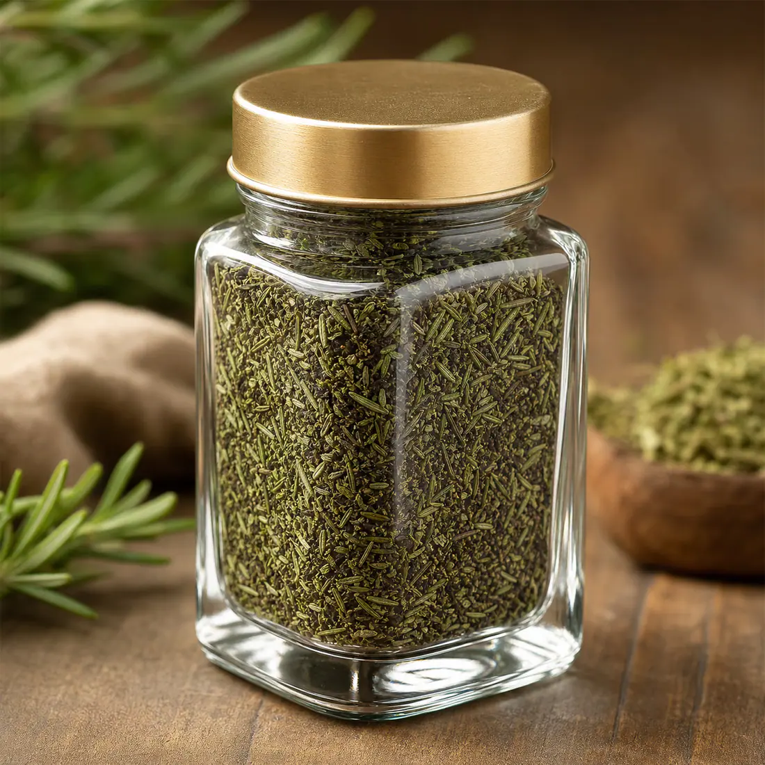 Pots à épices en verre avec couvercle métallique détail du matériau et de la fabrication