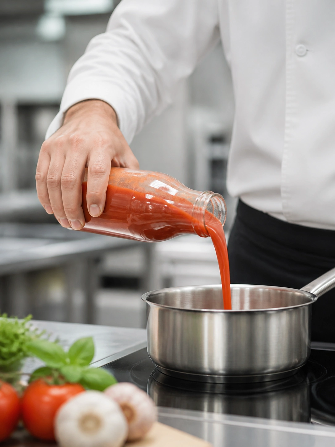 Bouteille en verre pour sauce tomate 33 cl – utilisation pour le conditionnement alimentaire
