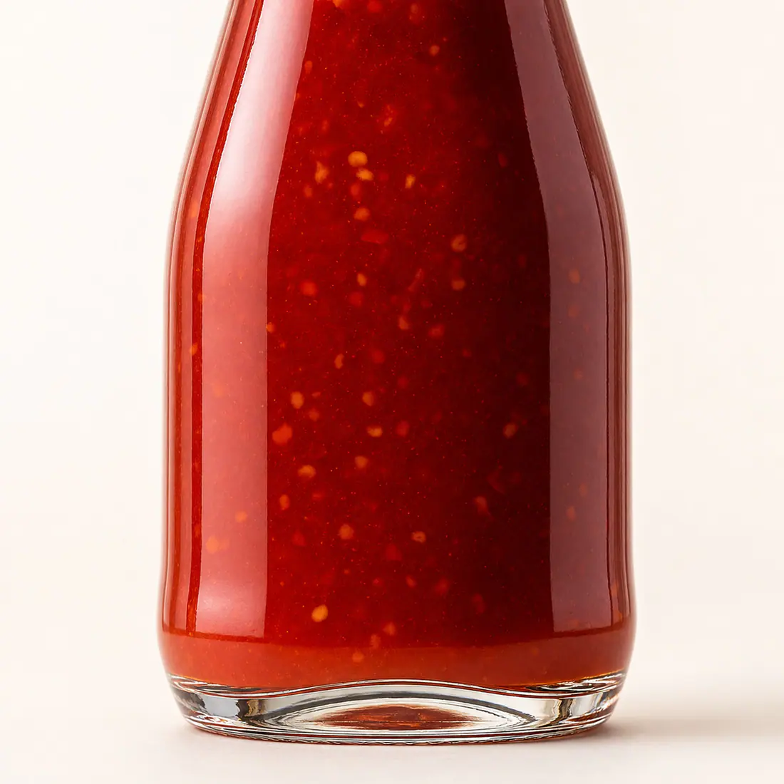 Bouteilles woozy en verre pour sauces détail du matériau et de la fabrication