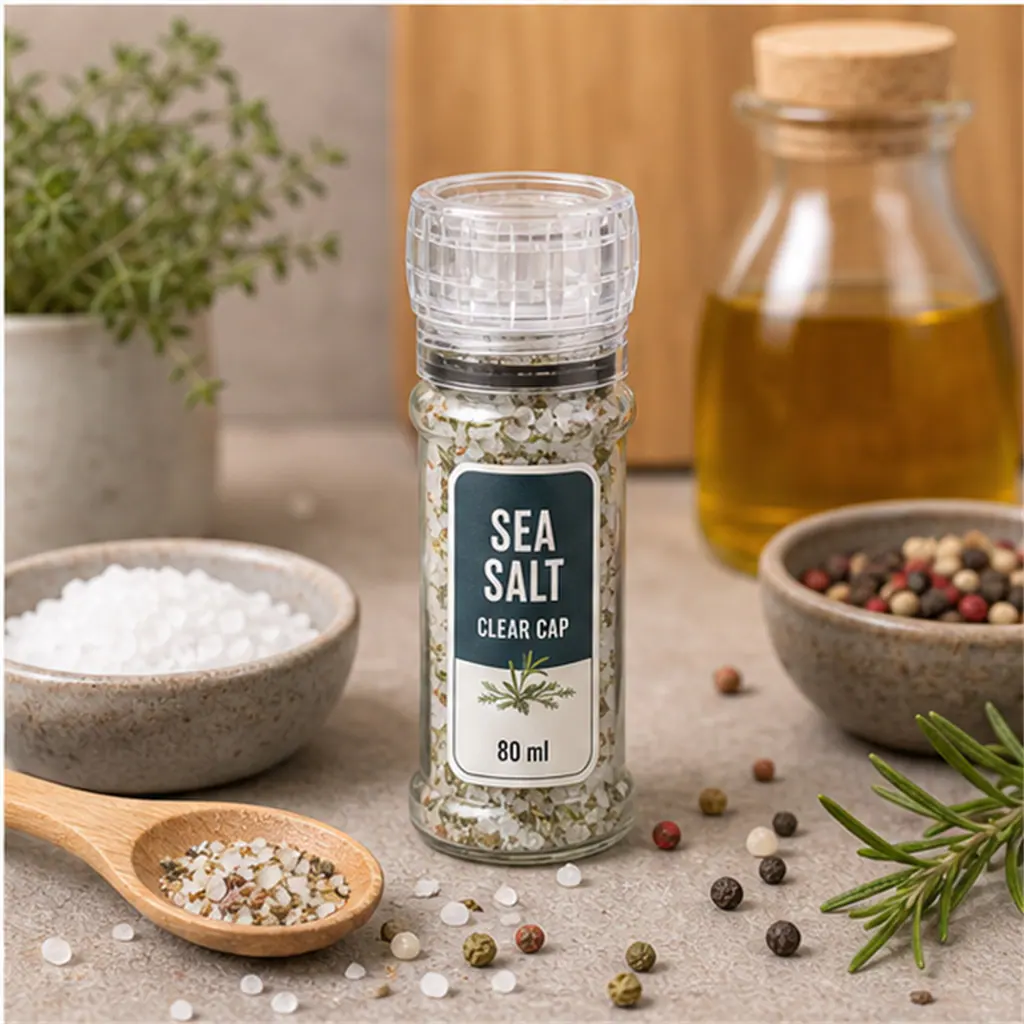 Mini-moulin à épices, tête transparente, 80 ml – utilisation pour le conditionnement alimentaire