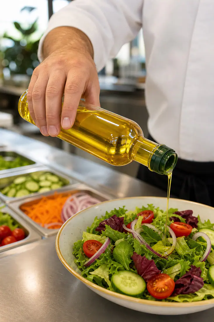 Bouteilles pour huiles et vinaigres en situation d'utilisation
