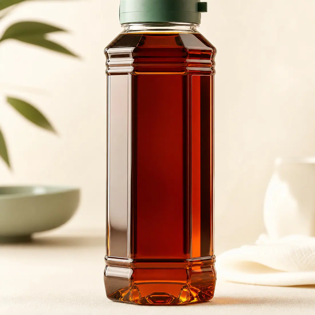 Bouteilles de sauce soja en PET détail du matériau et de la fabrication