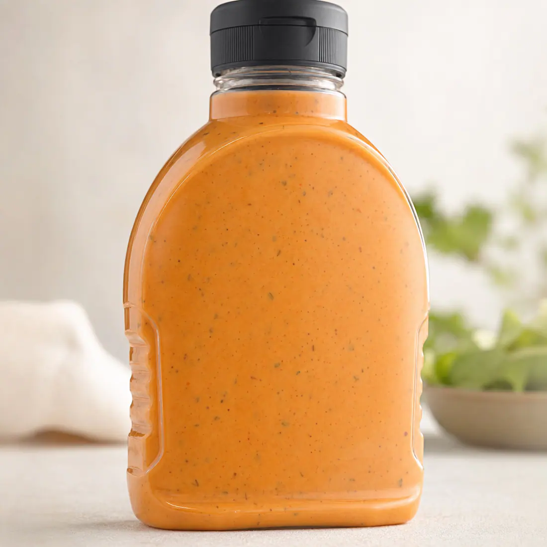 Bouteilles de vinaigrette pour marques propres détail du matériau et de la fabrication