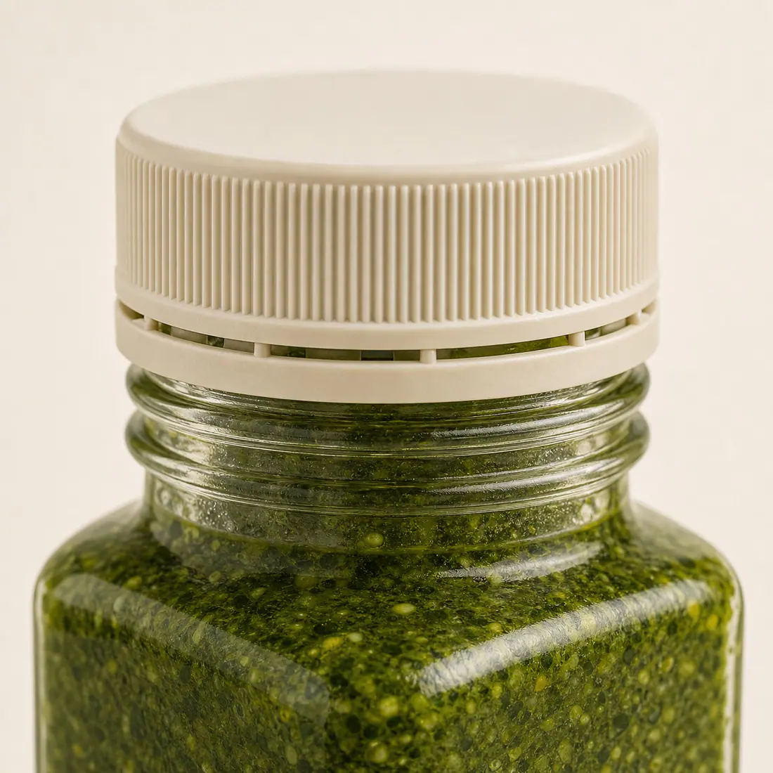 Bouteilles en verre pour condiments en marque propre détail du bouchon et de l'étanchéité