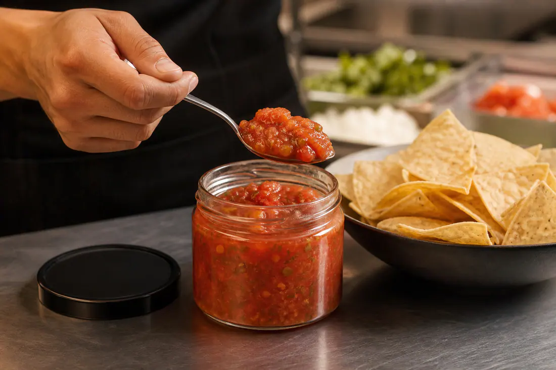 Bouteilles pour sauces en situation d'utilisation
