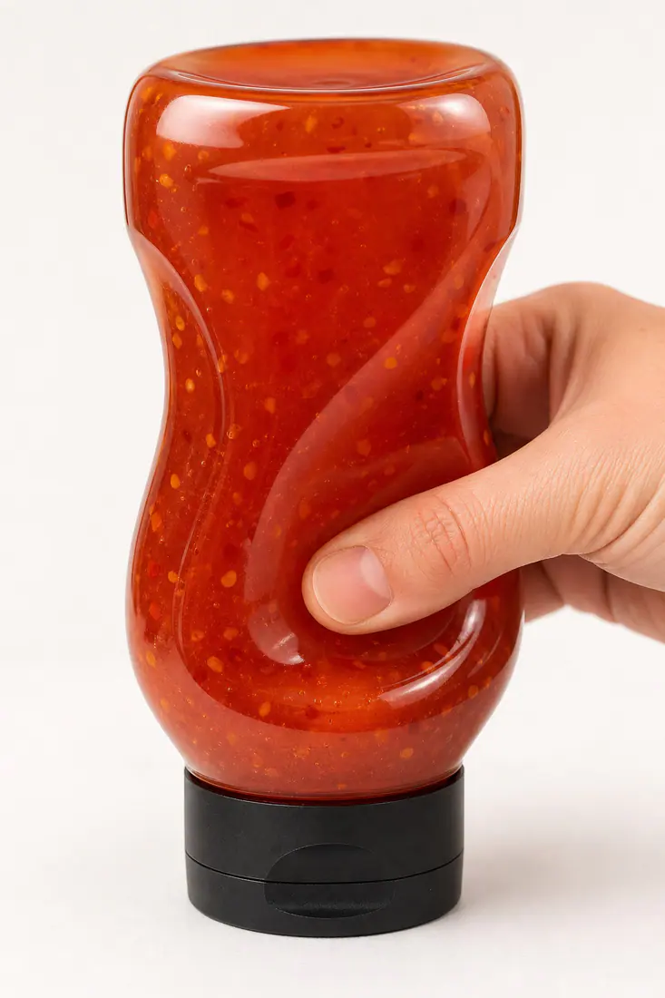 Flacons souples tête en bas pour sauce sweet chili détail du matériau et de la fabrication