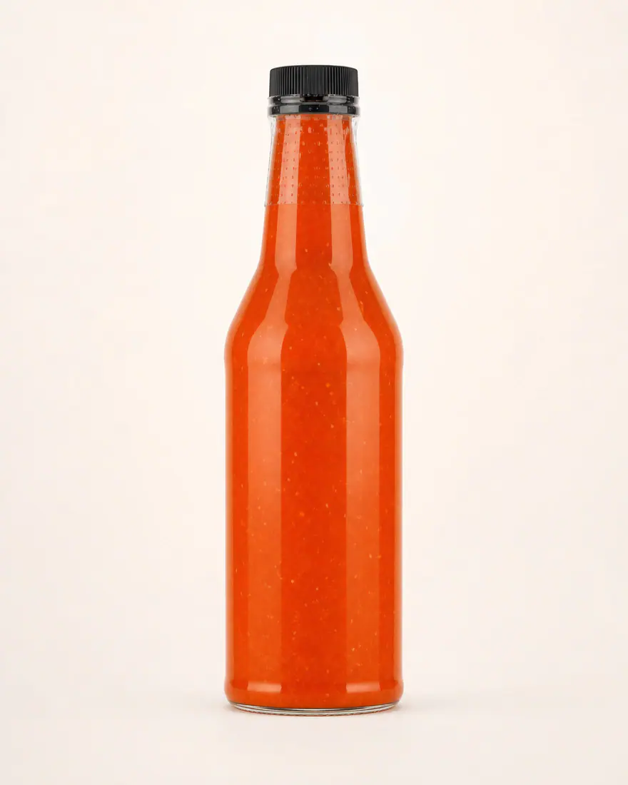 Bouteilles pour sauce piquante avec témoin d'ouverture – vue du produit