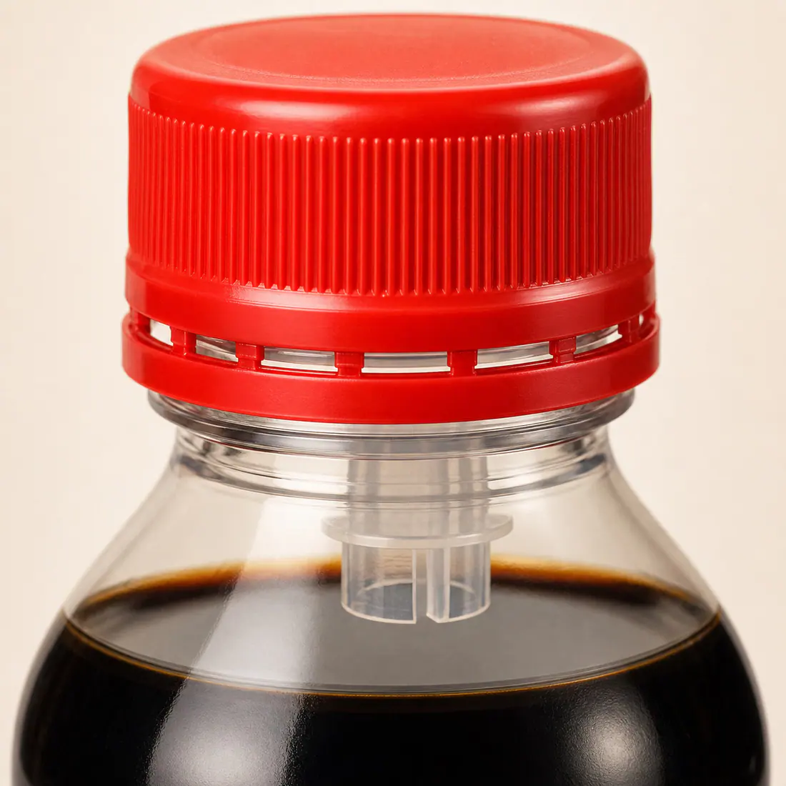 Bouteilles pour condiments liquides avec témoin d'ouverture détail du bouchon et de l'étanchéité