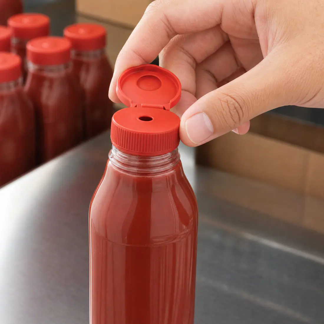 Bouchons inviolables pour bouteilles de sauce – utilisation pour le conditionnement alimentaire