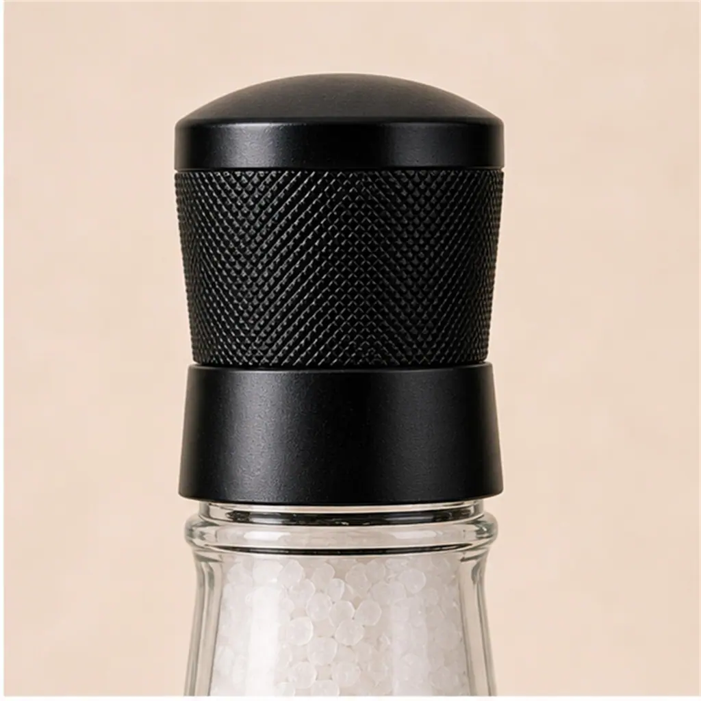 Moulin à sel conique en verre 350 ml détail du bouchon et de l'étanchéité