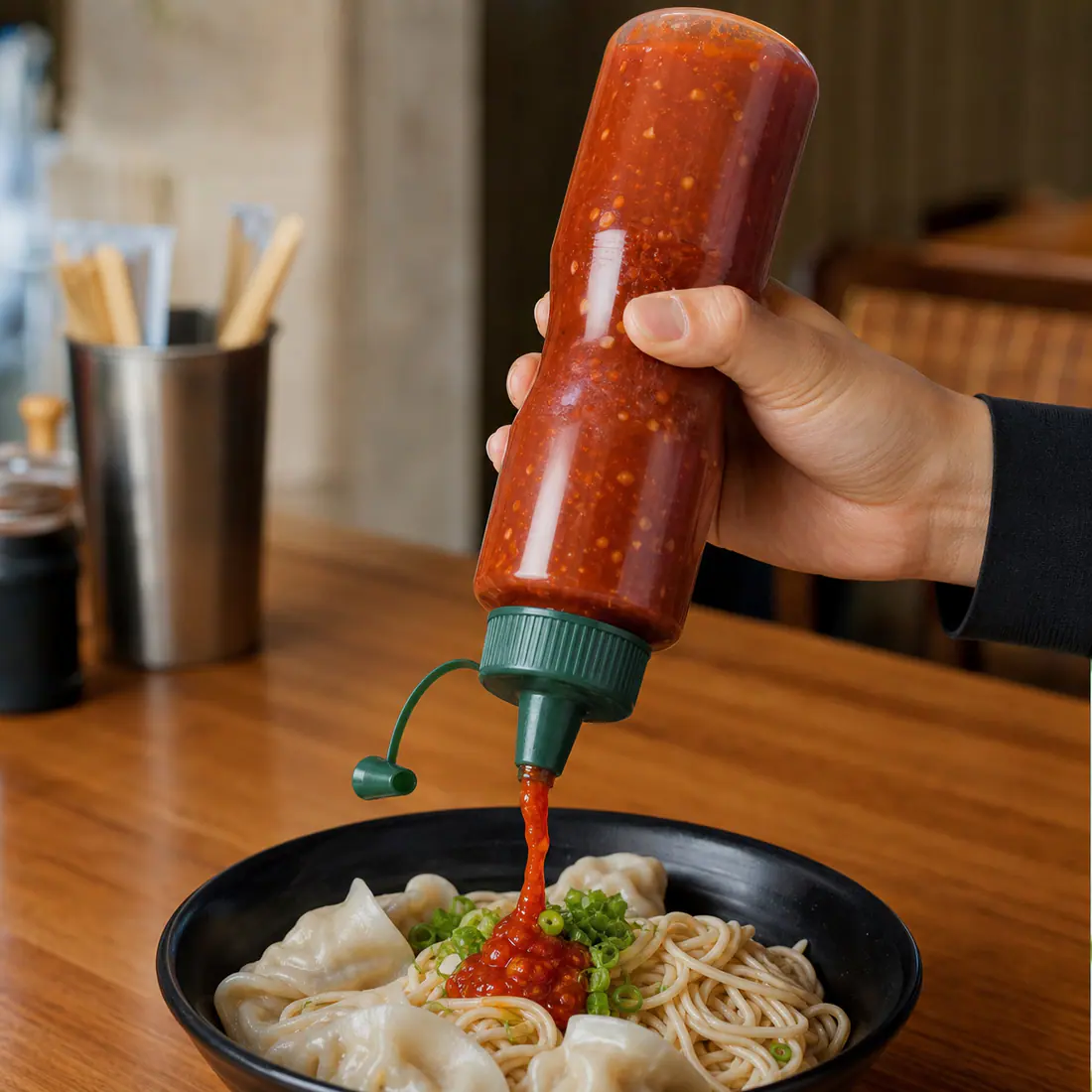 Flacons souples pour sauce piquante épaisse – utilisation pour le conditionnement alimentaire