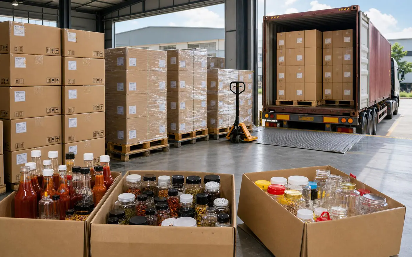 Conditionnement export et chargement d'un conteneur