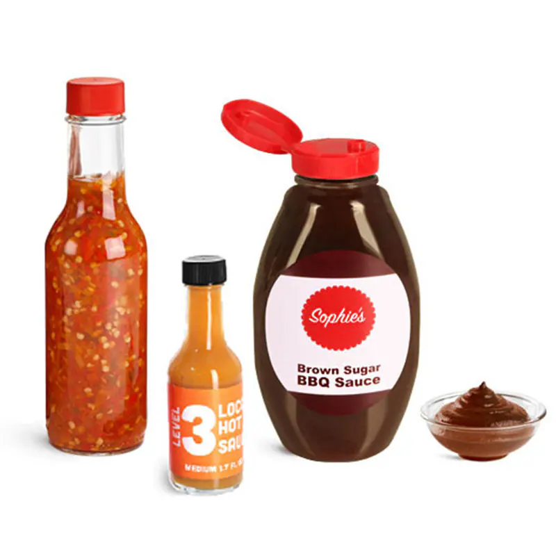 Bouteilles pour sauces piquantes en gros en situation d'utilisation