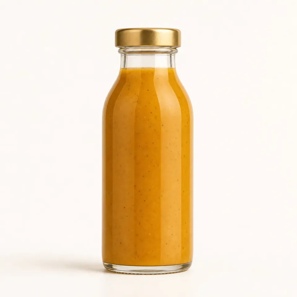 Bouteilles en verre pour sauces avec capsule métallique – vue du produit