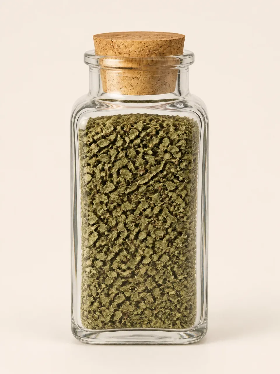Pot à épices en verre avec bouchon en liège 120 ml – vue du produit