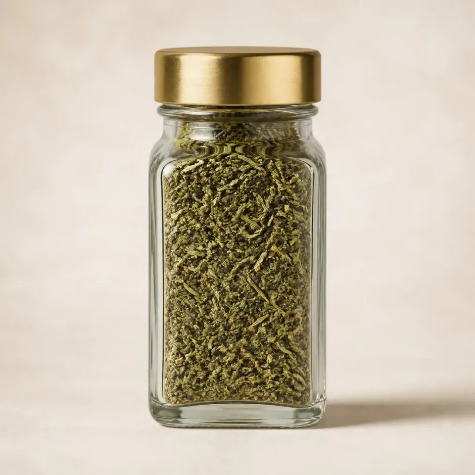 Pots à épices en verre avec couvercle métallique – vue du produit