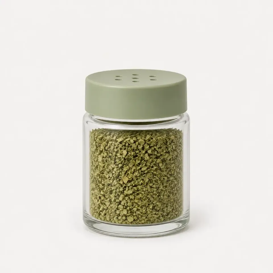 Saupoudreuse en verre à gros trous pour herbes – vue du produit