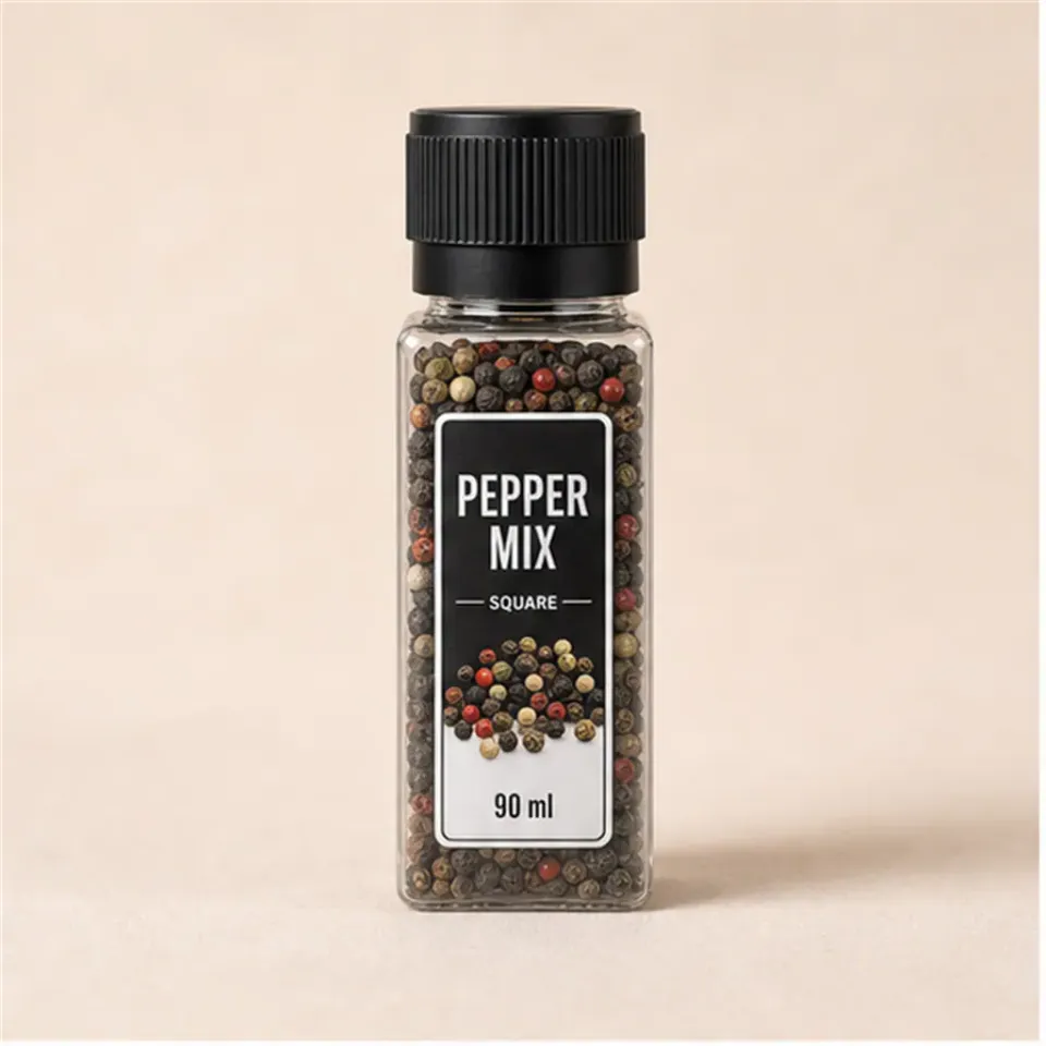 Moulin à poivre carré, tête noire, 90 ml – vue du produit